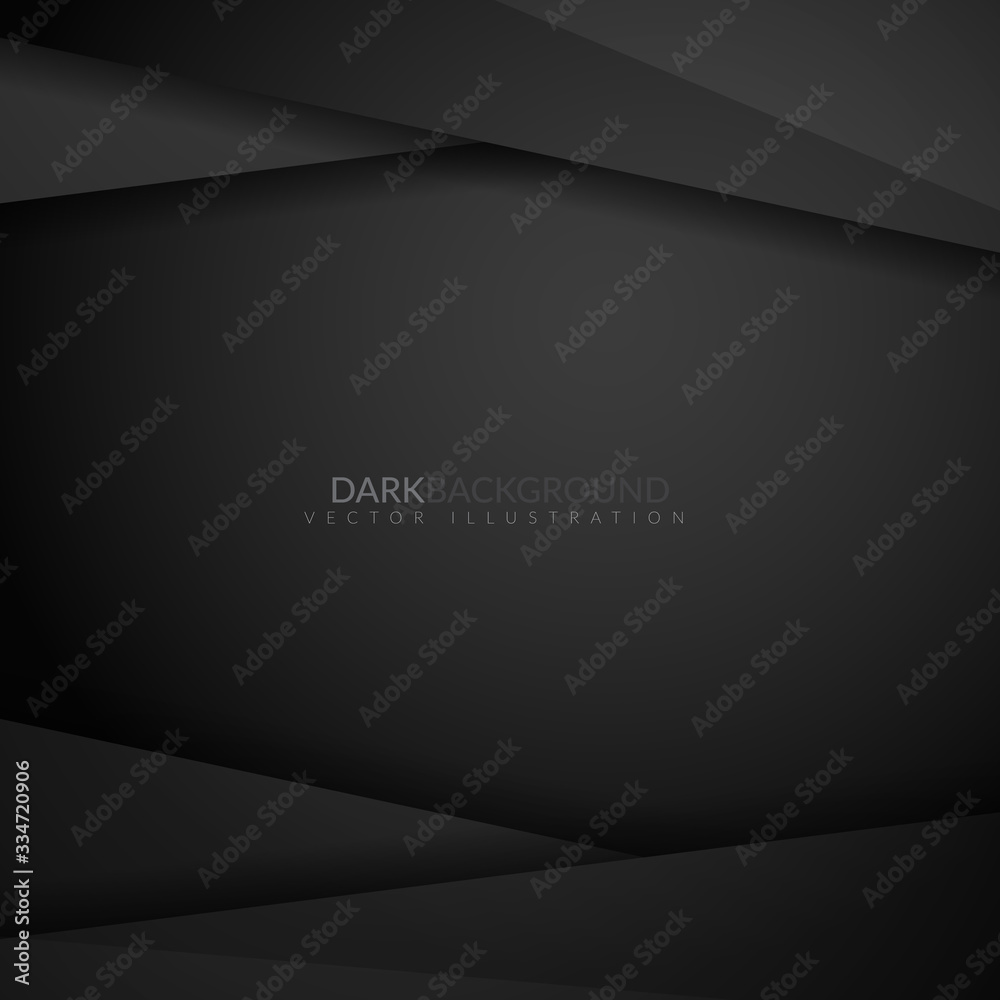 Abstract dark background with paper layers for business design. Vector black background of abstract concept