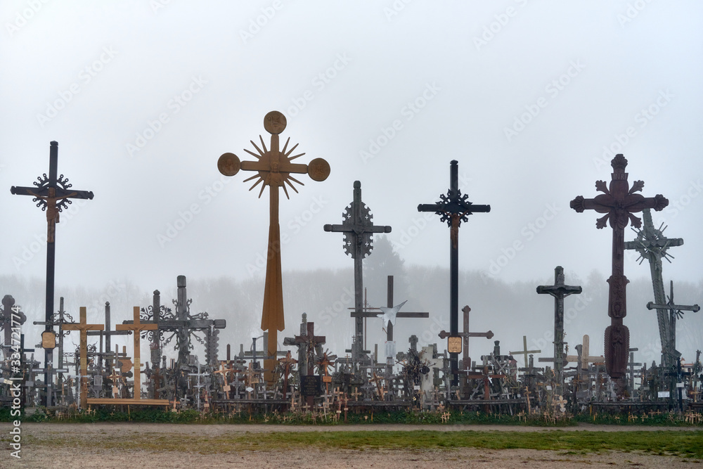 Hill of Crosses (Kryziu kalnas), a famous site of pilgrimage in northern Lithuania. Hill of Crosses (Kryziu kalnas), a famous site of pilgrimage in northern Lithuania.
