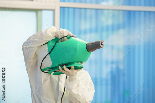 Disinfectant sprayers and germs that adhere on objects on the surface. prevent infection Covid 19 viruses or coronavirus And various pathogens. concept healthcare system ,stay safe and hand sanitizer.