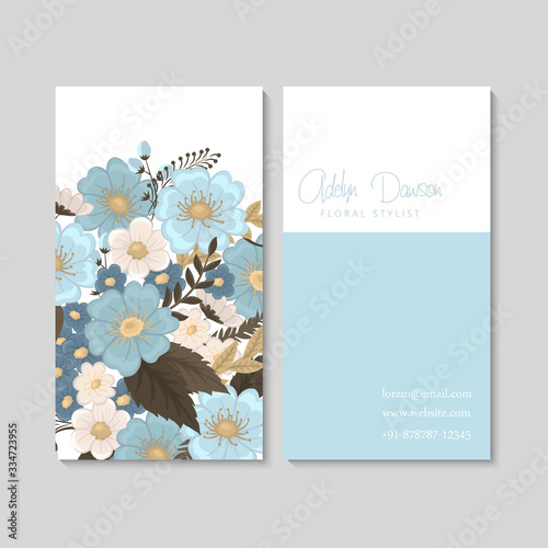 Light blue business cards flower template