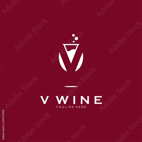 letter V for wine logo design unique