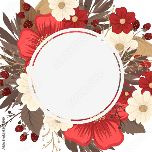 Flower border drawing - red frame