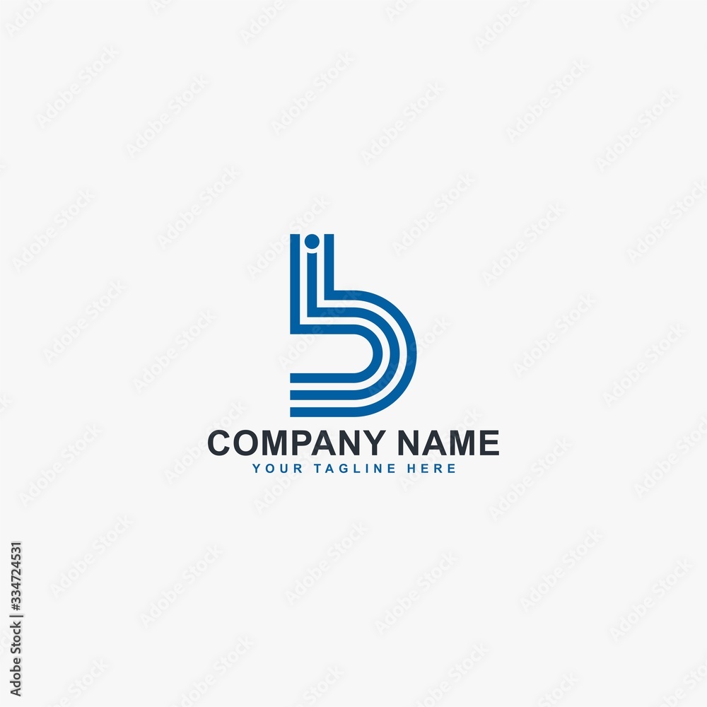 Letter B line logo design vector. Outline B abstract symbol. Type B vector icon. 