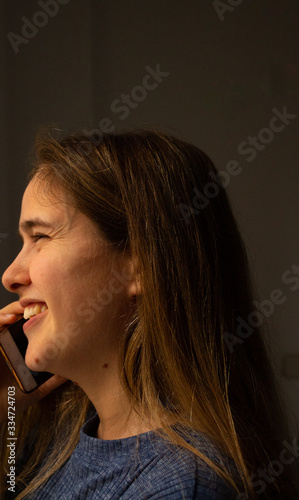 Beautiful blonde girl making a phone call