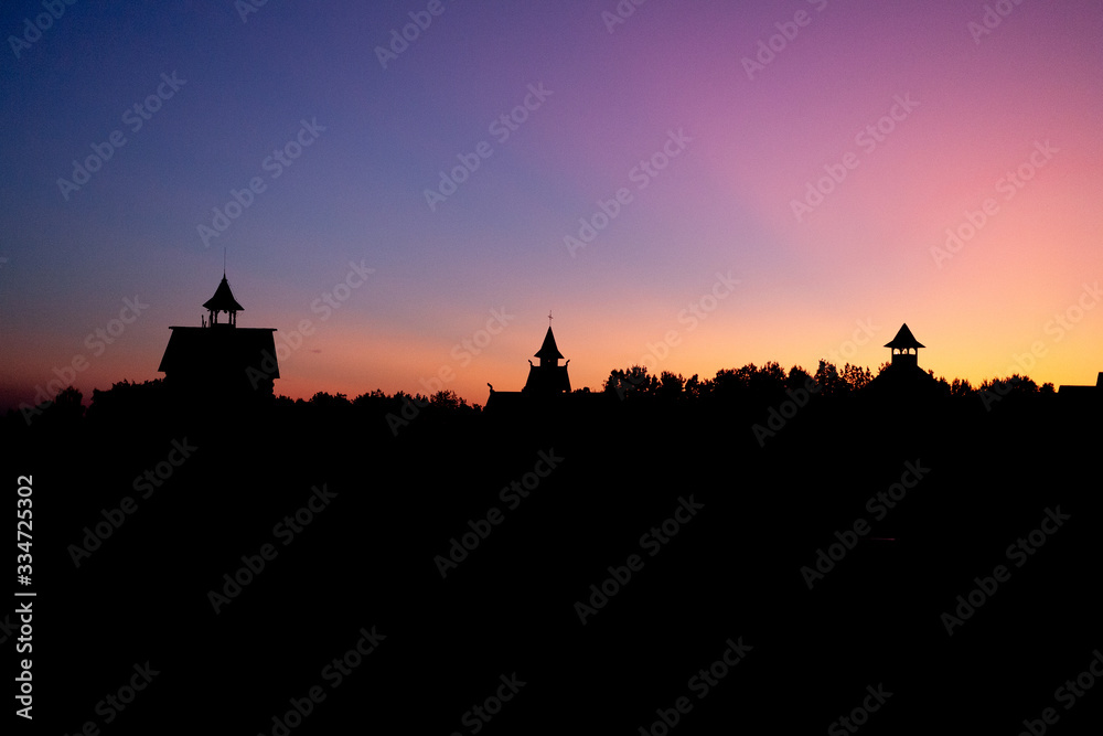 the landscape of the castle is beautiful sky at sunset