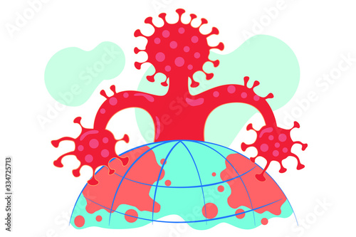 Coronavirus seized the earth. Pandemic concept vector illustration.