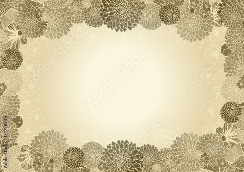 レトロで豪華な和柄の背景素材 金色 和風 日本 花柄 結婚式 年賀状素材 Stock Illustration Adobe Stock