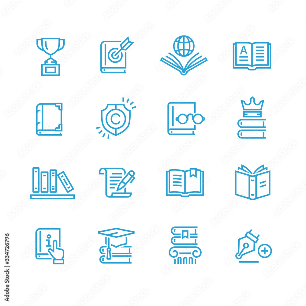library books icons set, education icons library books icons set, education icons