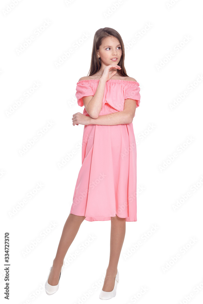 Portrait of beautiful girl in dress posing isolated Portrait of beautiful girl in dress posing isolated