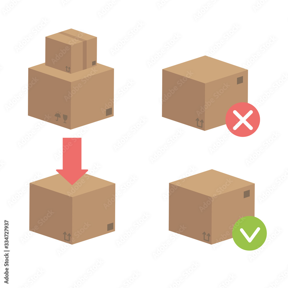 Collection of carton box icons isolated on white background. Flat vector illustration. Collection of carton box icons isolated on white background. Flat vector illustration.