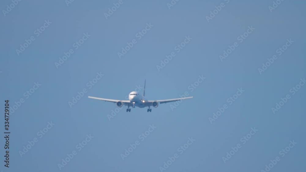 Widebody airplane approaching before landing