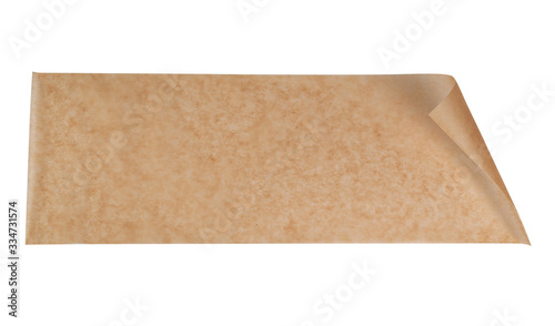 a sheet of craft paper isolated on a white background