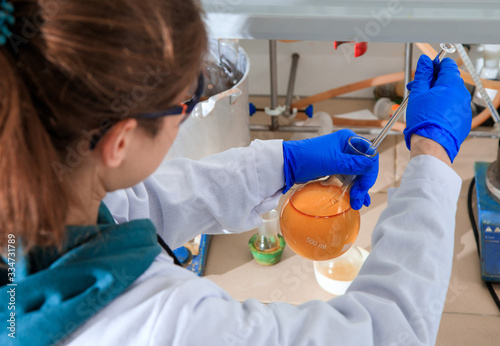 Chemistry students doing research in chemistry lab. Coronavirus Covid-19 vaccine search. 2019-nCoV COVID-19.