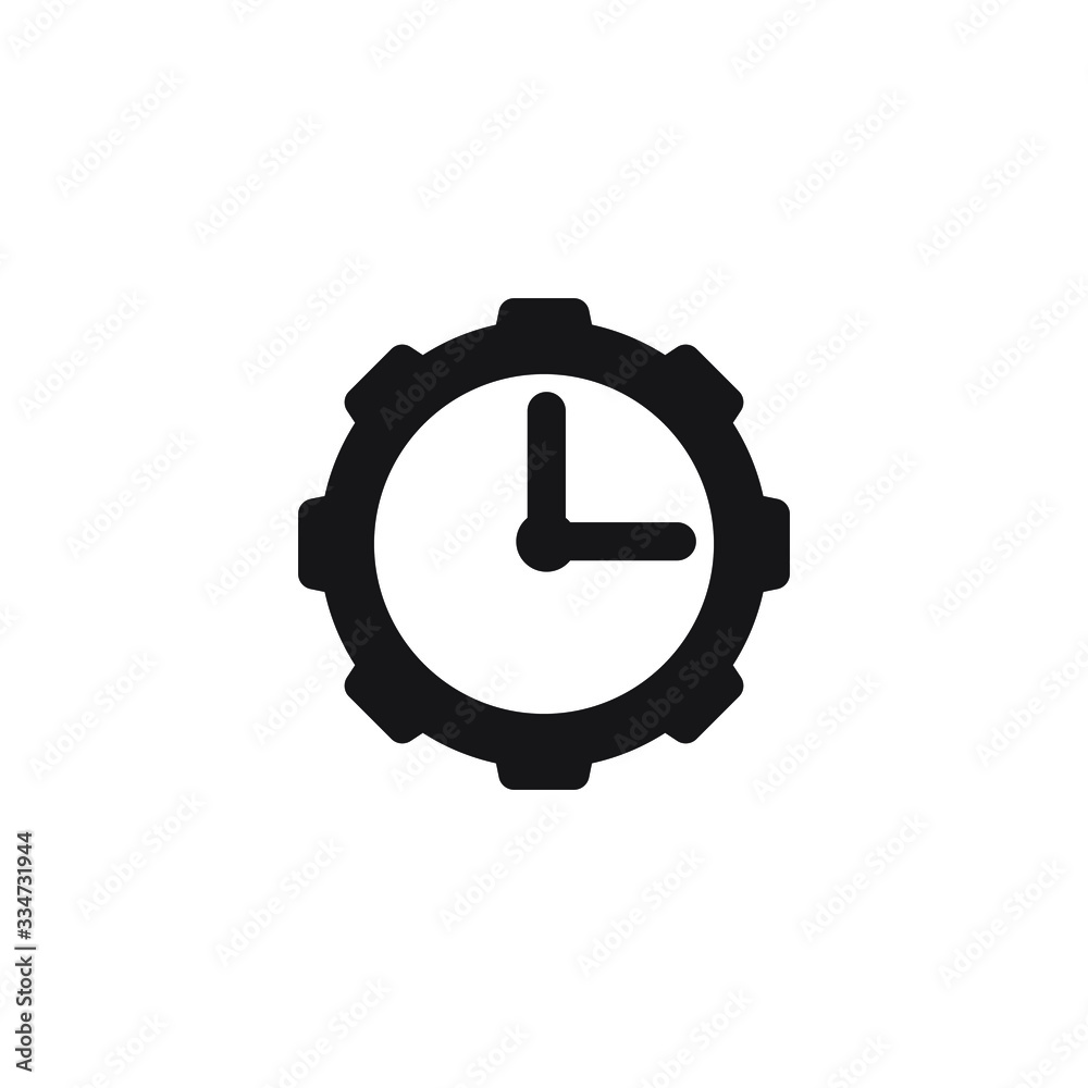 Time management vector icon. Clock in gear icon. Time management vector icon. Clock in gear icon.