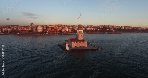 Maidens tower 360 drone shot