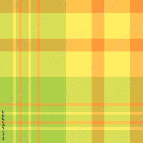 Seamless pattern in fascinating creative green, yellow and orange colors for plaid, fabric, textile, clothes, tablecloth and other things. Vector image.