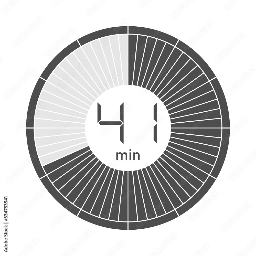The 41 minutes stopwatch icon, digital timer. Vector illustration. The 41 minutes stopwatch icon, digital timer. Vector illustration.