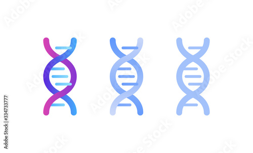 Genetic abstract concept. Vector color flat illustration. Set of DNA helix sign isolated on white background. Blue pink gradient. Design element for gene science, healthcare, medicine advertisement.
