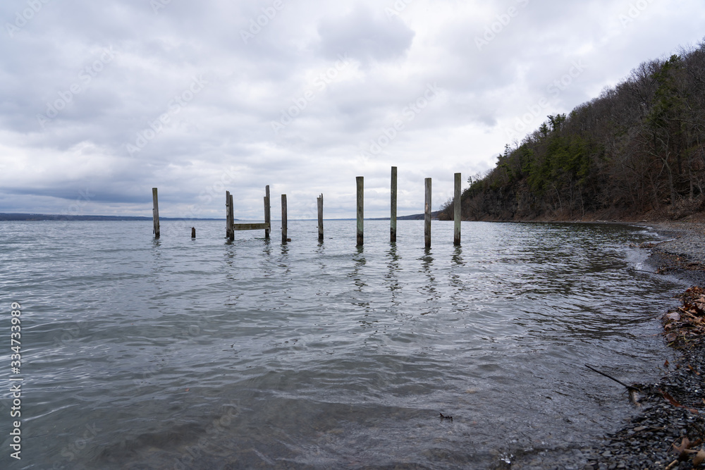 old pier in lake