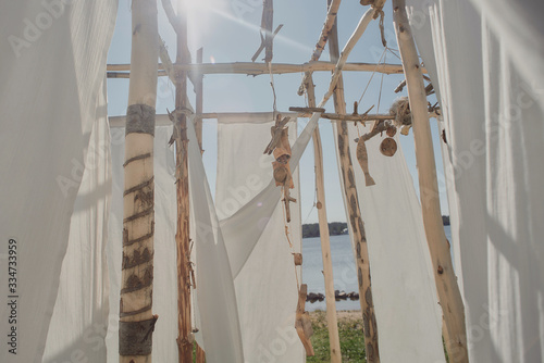  logs and clothesline