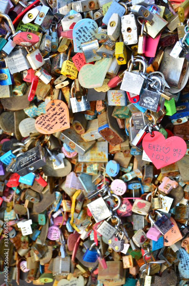Obraz premium N Seoul Tower is one of the iconic symbols of Seoul, couples head to the tower to lock their 