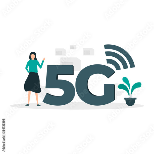 5G wireless technology flat illustration
