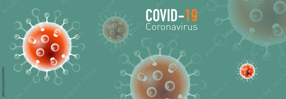 Représentation du Coronavirus COVID-19 sur fond bleu.