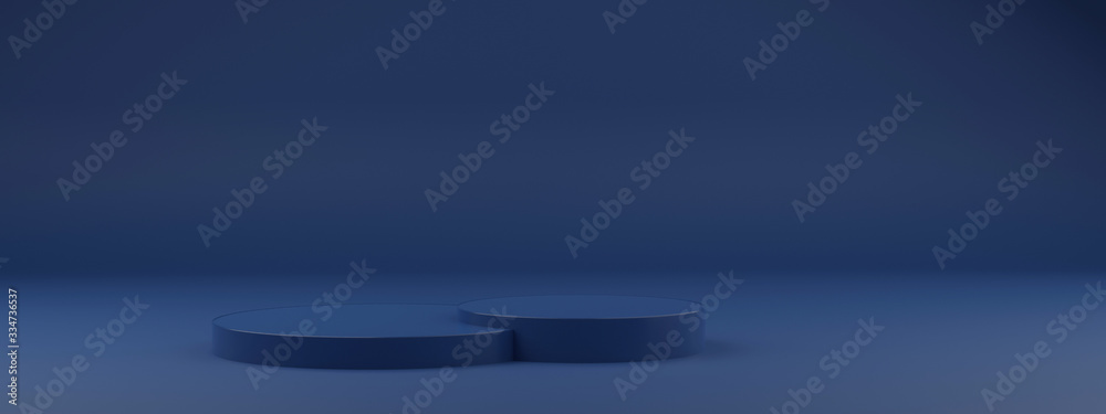 Empty podium Classic Blue color for display, Blank podium for product, Futuristic Concept, 3d rendering.