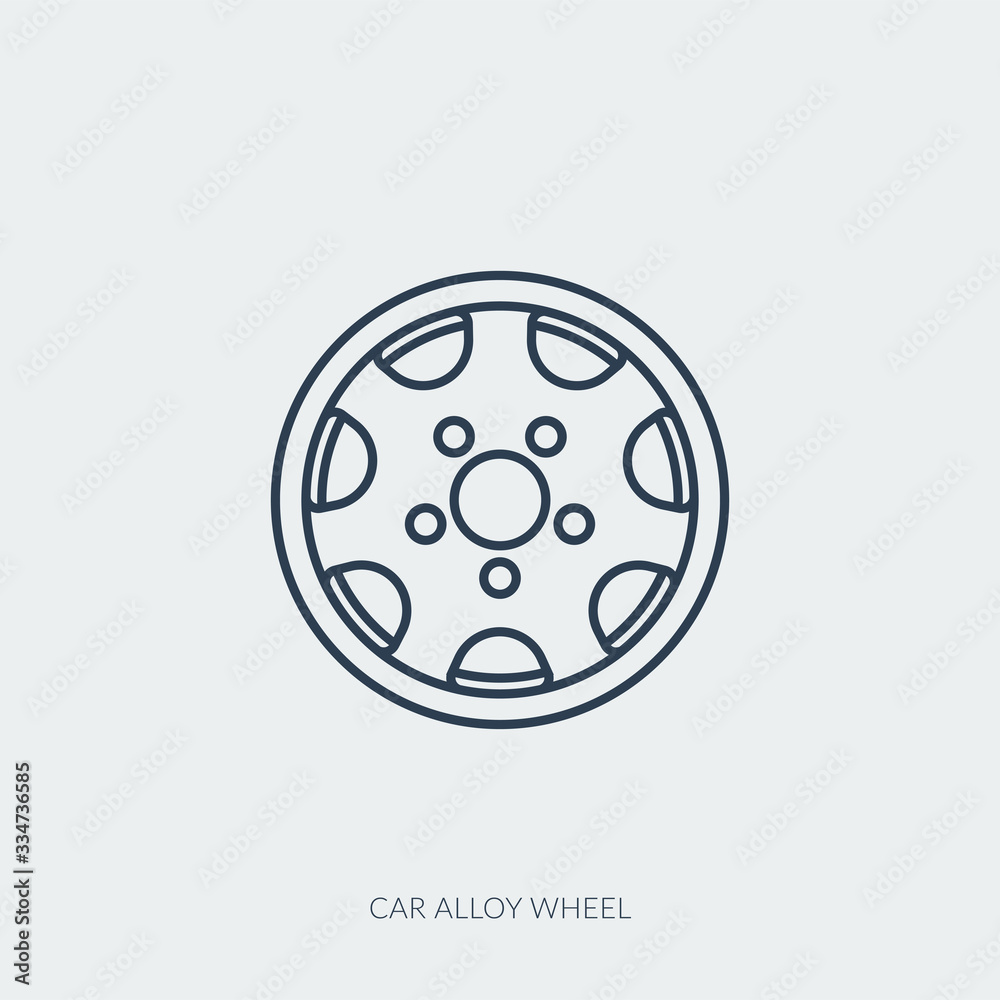 Vector outline icon of car part - alloy wheel