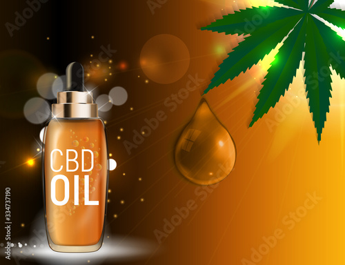 CBD oil products, cannabis oil for medical and cosmetic purposes.Vector illustration