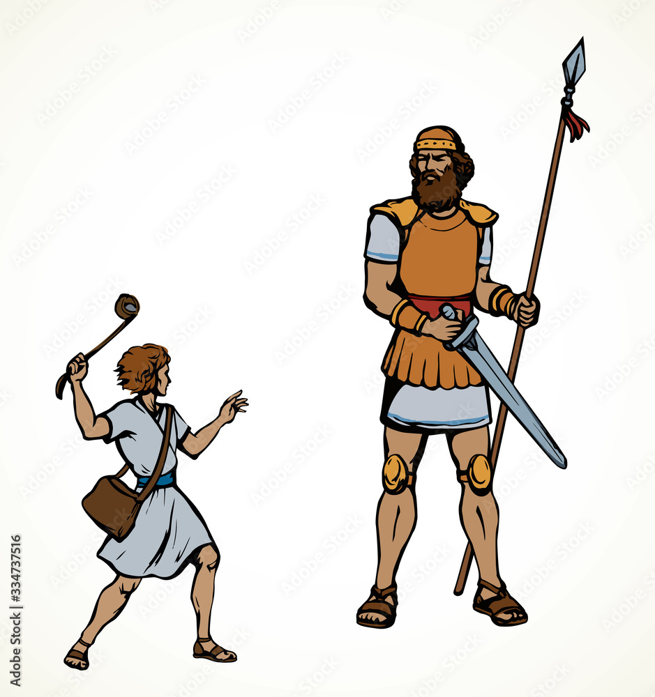 David and Goliath. Vector drawing Stock Vector | Adobe Stock