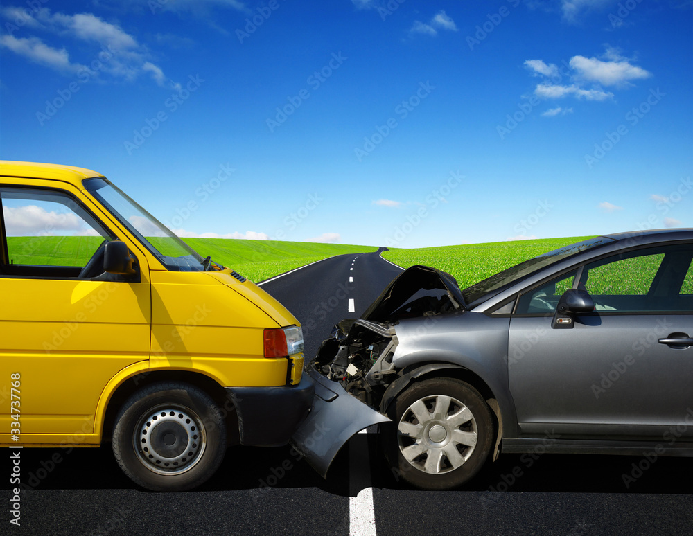 Car crash accident on road