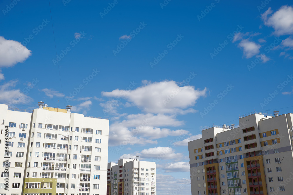 Empty residential complex of modern construction in self-isolation mode of coronavirus Empty residential complex of modern construction in self-isolation mode of coronavirus