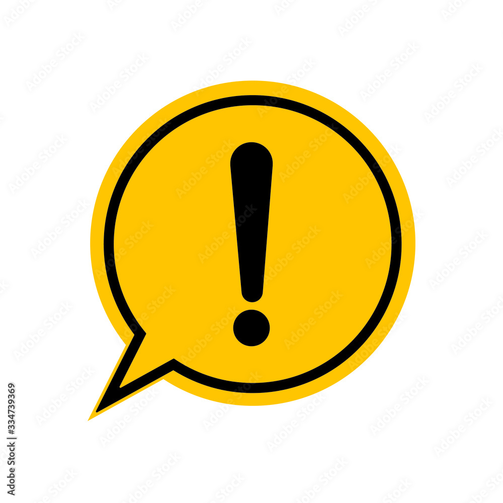 Attention icon, exclamation mark icon flat design illustration