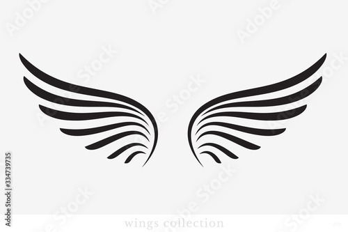 Wings Vector Collection. Simple Wing Silhouette for Heraldry, Tattoo, Logo