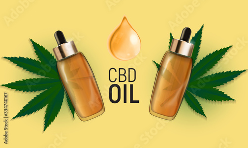 CBD oil products, cannabis oil for medical and cosmetic purposes.Vector illustration