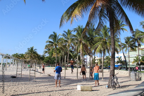 Fotografía Miami, musculation à la plage de south beach