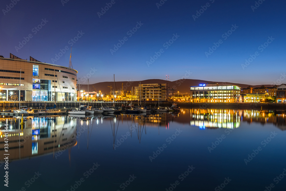 Belfast city at night, Northern Ireland, UK