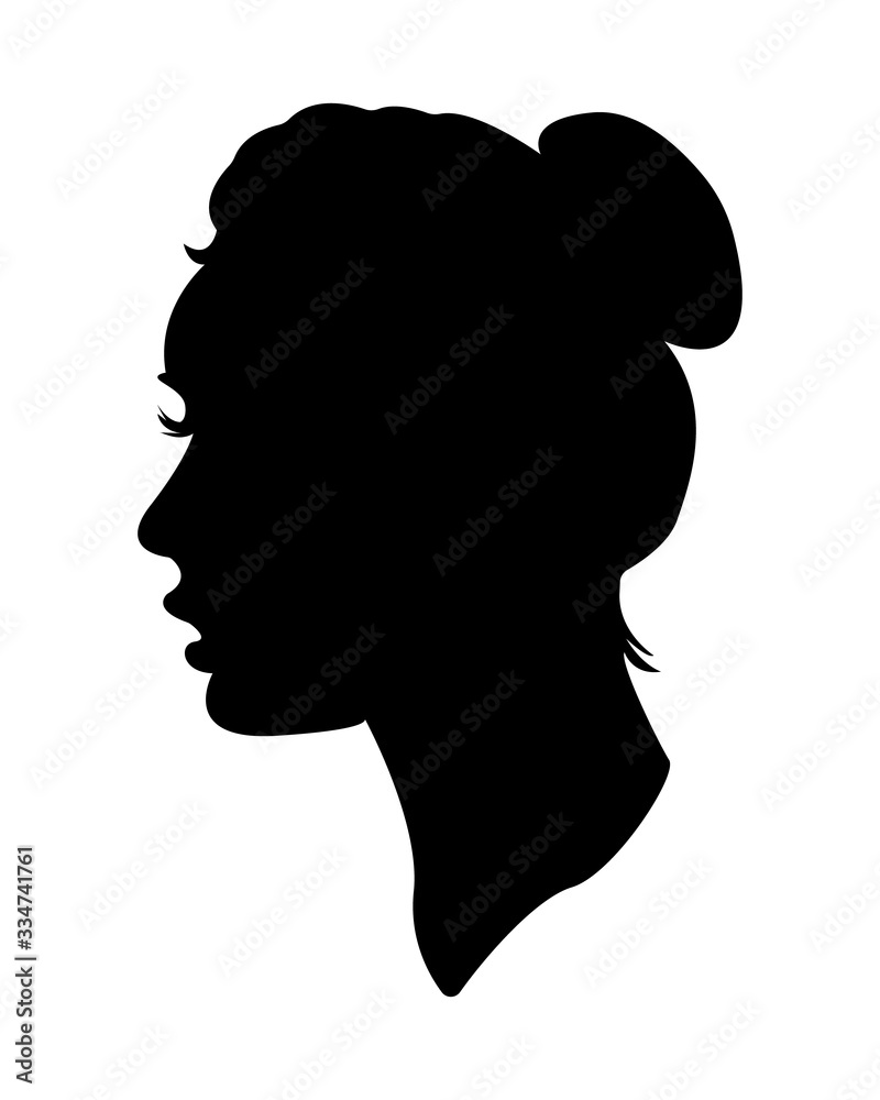 Profile face silhouette of a woman on a white background