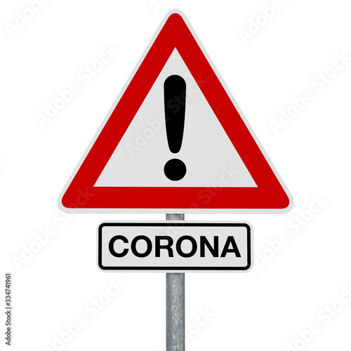 Caution Coronavirus - CORONA - digitally generated image - clipping path included