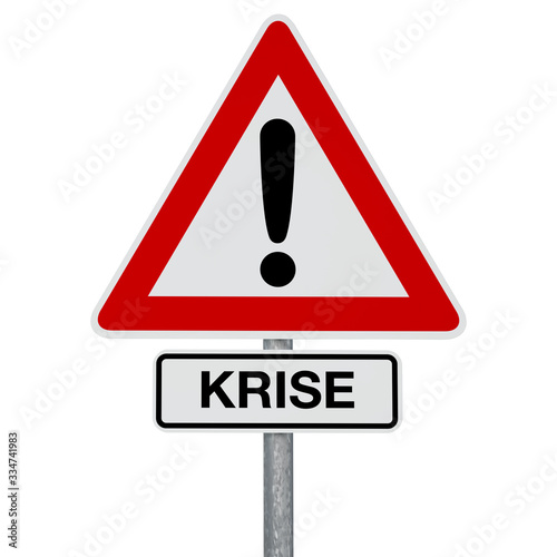 Hazard Warning Sign - KRISE - digitally generated image - clipping path included