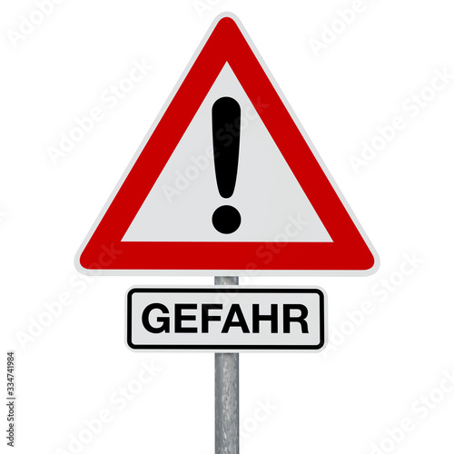 Hazard Warning Sign - GEFAHR - digitally generated image - clipping path included