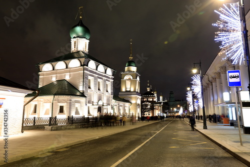 Night view of old Cathedral Church Maksima Blazennogo, Moscow, Russia