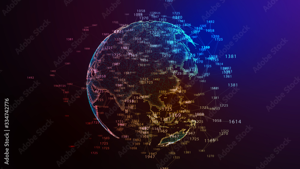 Naklejka premium Earth Globe. Background with Light Effect. Global International Connectivity Background. 3D illustration.