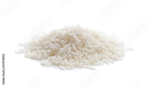 Photo Dry white jasmine rice in on a white background