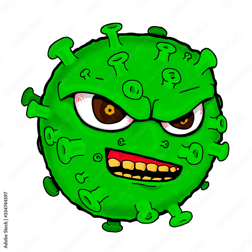 Corona Vírus ou Covid-19 como um monstro verde Corona Vírus ou Covid-19 como um monstro verde