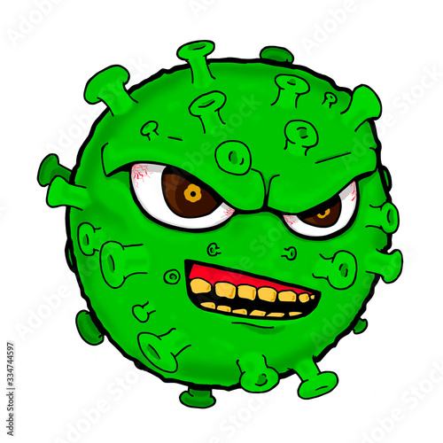 Corona Vírus ou Covid-19 como um monstro verde