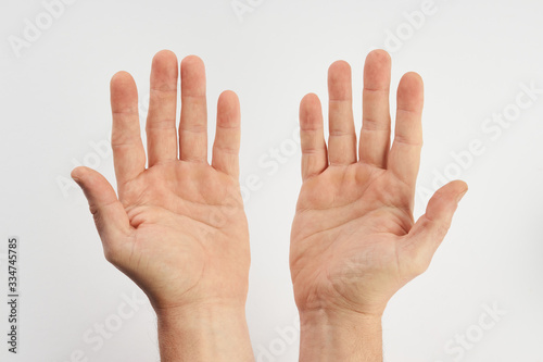 Εκτύπωση καμβά Man's clean hands isolated on white background with copy space.
