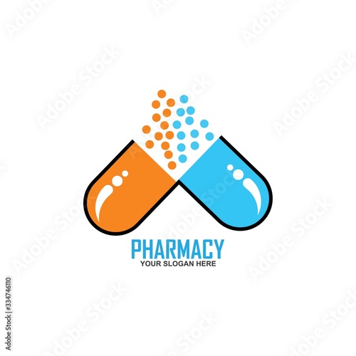 Capsule pharmacy medical logo template