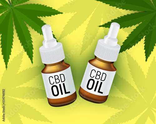 CBD oil products, cannabis oil for medical and cosmetic purposes.Vector illustration